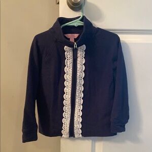 Lilly Pulitzer - girls’ Navy Jacket with White Lace Detail (size S)